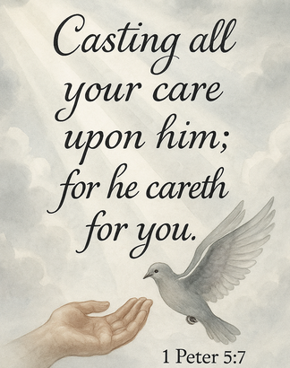 Bible Verse - Christian - 1 Peter 5:7 - Casting all your care - A3/A4 Poster