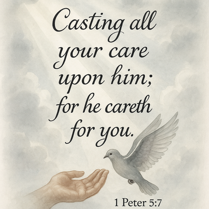 Bible Verse - Christian - 1 Peter 5:7 - Casting all your care - A3/A4 Poster