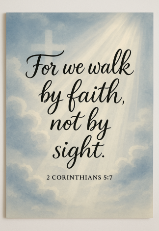 Bible Verse - Christian - 2 Corinthians 5:7 - For we walk by - A3/A4 Poster