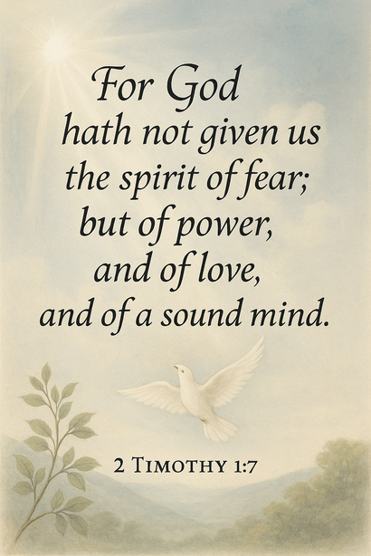 Bible Verse - Christian - 2 Timothy 1:7 - For God hath not - A3/A4 Poster