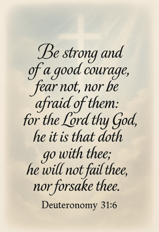 Bible Verse - Christian - Deut 31:6 - Be Strong - A3/A4 Poster
