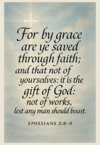 Bible Verse - Christian - Ephesians 2:8-9 - For by grace are - A3/A4 Poster