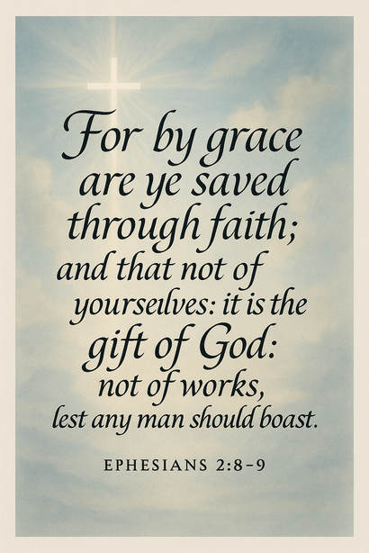 Bible Verse - Christian - Ephesians 2:8-9 - For by grace are - A3/A4 Poster