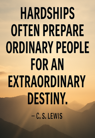 Inspirational Motivational Business Life Quote - Hardships often prepare ordinary - A3/A4 Poster Art