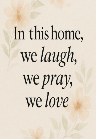 Elegant Home Quote Poster - In this home We Pray - A3/A4 Wall Art Print