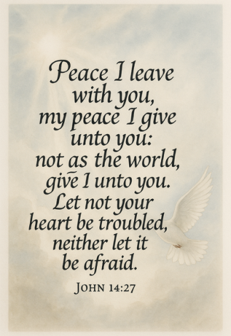 Bible Verse - Christian - John 14:27 - Peace I leave with - A3/A4 Poster