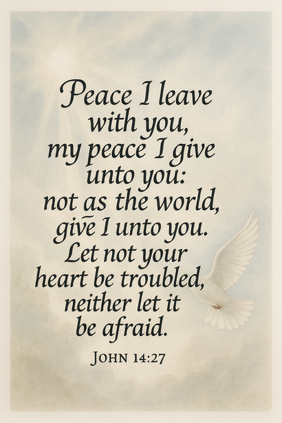 Bible Verse - Christian - John 14:27 - Peace I leave with - A3/A4 Poster