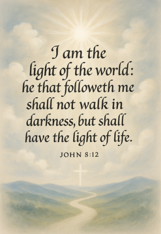 Bible Verse - Christian - John 8:12 - I am the light - A3/A4 Poster