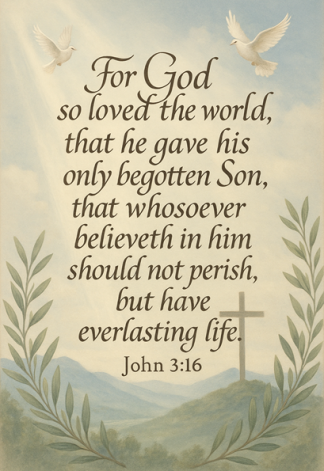 Bible Verse - Christian - For God So Loved - A3/A4 Poster