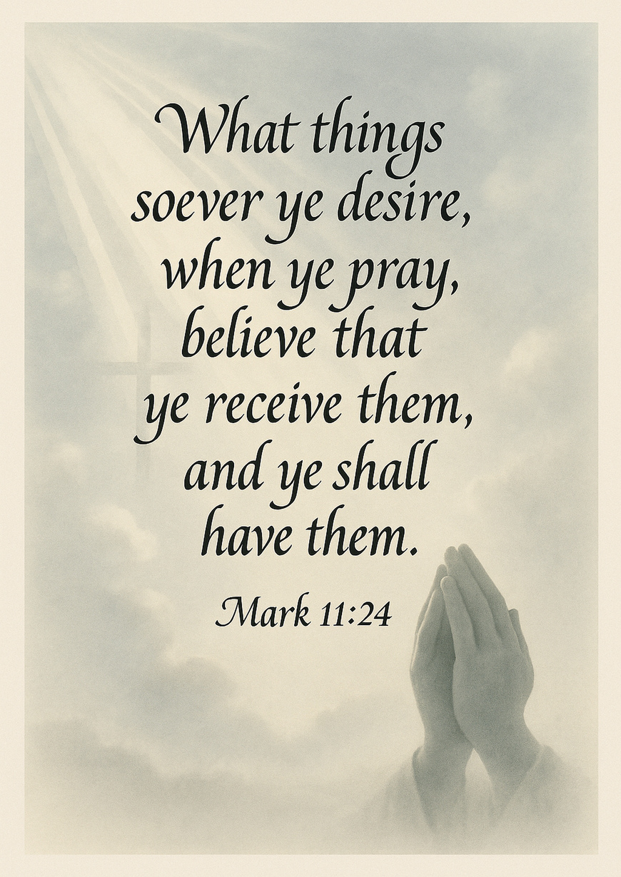 Bible Verse - Christian - Mark 11:24 - What things soever ye - A3/A4 Poster