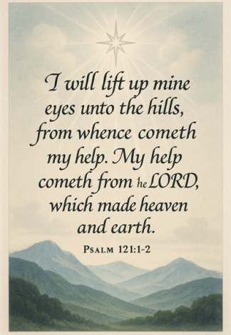Bible Verse - Christian - Ps 121: 1-2 - I will lift - A3/A4 Poster