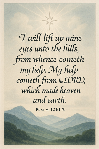 Bible Verse - Christian - Ps 121: 1-2 - I will lift - A3/A4 Poster