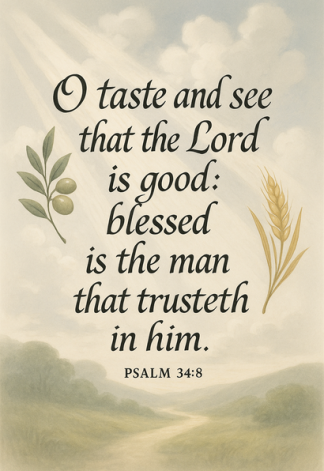 Bible Verse - Christian - Psalm 34:8 - O taste and see - A3/A4 Poster