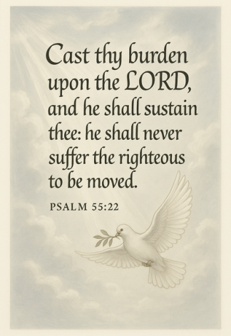 Bible Verse - Christian - Psalm 55:22 - Cast thy burden upon - A3/A4 Poster