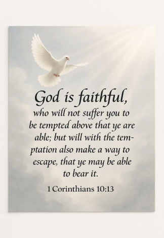 Bible Verse - Christian - 1 Corinthians 10:13 - God is faithful who - A3/A4 Poster