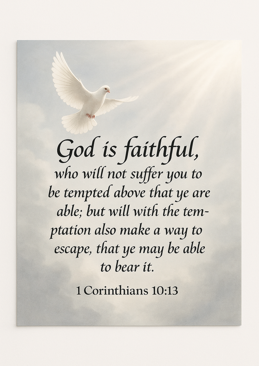 Bible Verse - Christian - 1 Corinthians 10:13 - God is faithful who - A3/A4 Poster