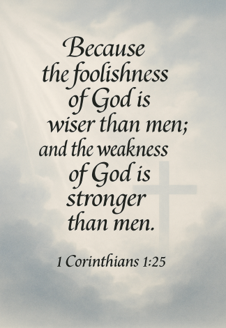 Bible Verse - Christian - 1 Corinthians 1:25 - Because the foolishness of - A3/A4 Poster