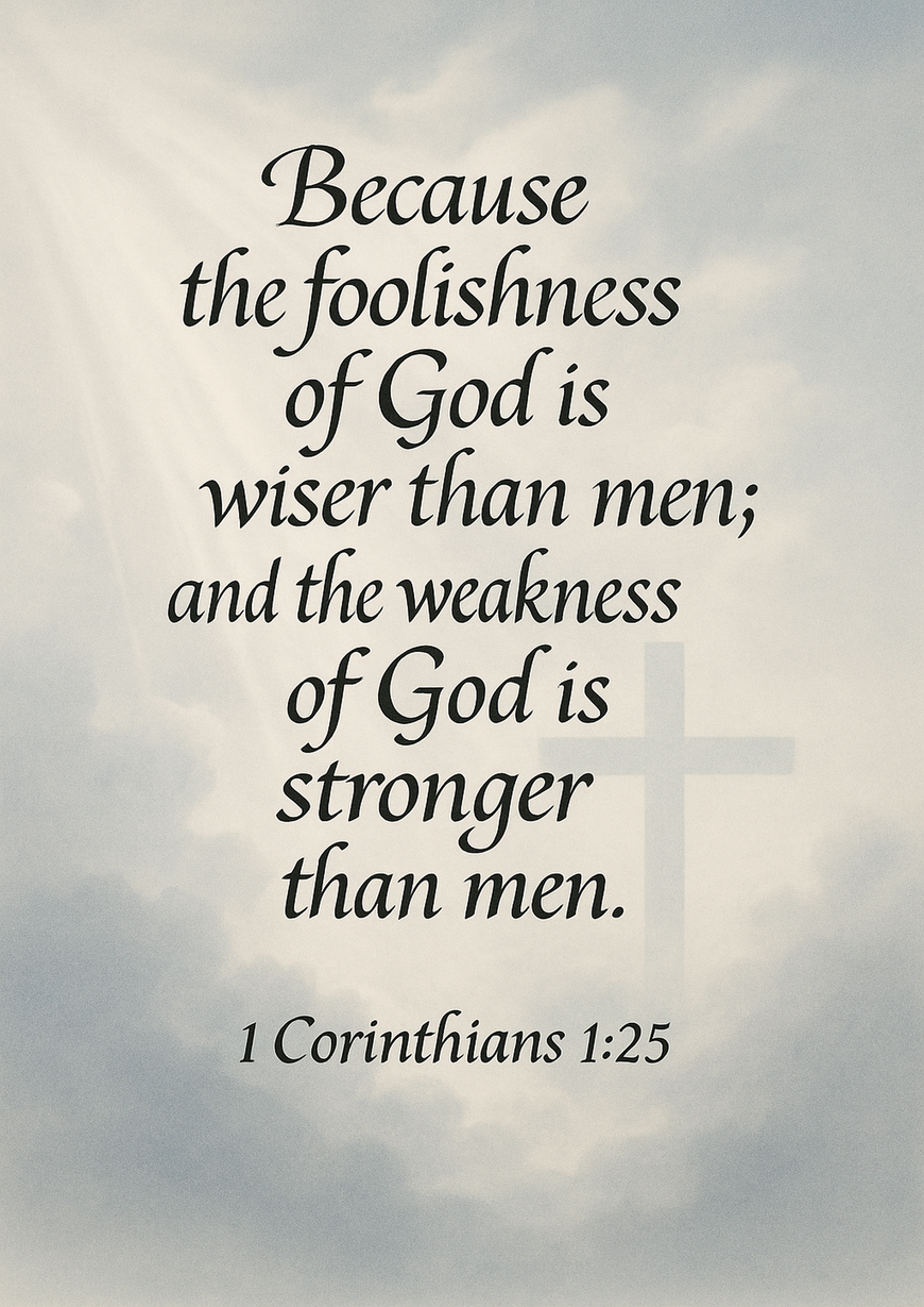 Bible Verse - Christian - 1 Corinthians 1:25 - Because the foolishness of - A3/A4 Poster