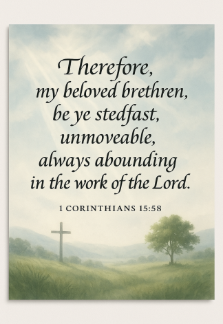 Bible Verse - Christian - 1 Corinthians 15:58 - Therefore my beloved brethren - A3/A4 Poster