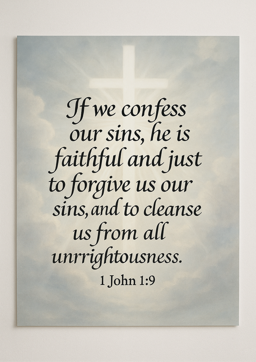 Bible Verse - Christian - 1 John 1:9 - If we confess our - A3/A4 Poster