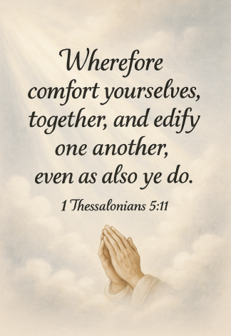 Bible Verse - Christian - 1 Thessalonians 5:11 - Wherefore comfort yourselves together - A3/A4 Poster