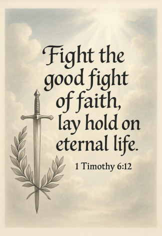 Bible Verse - Christian - 1 Timothy 6:12 - Fight the good fight - A3/A4 Poster