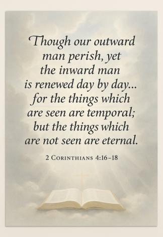 Bible Verse - Christian - 2 Corinthians 4:16-18 - Though our outward man - A3/A4 Poster