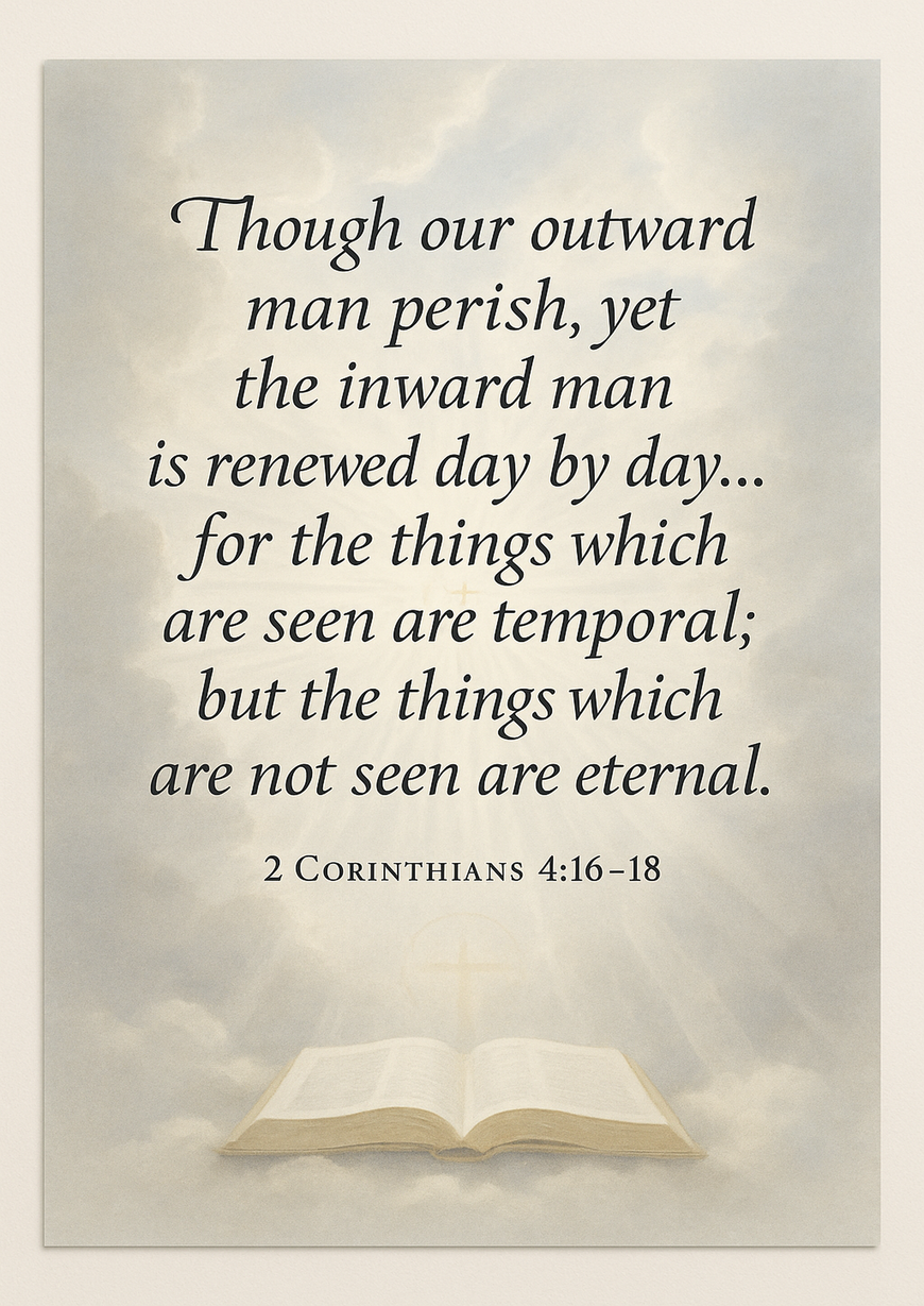 Bible Verse - Christian - 2 Corinthians 4:16-18 - Though our outward man - A3/A4 Poster