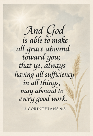 Bible Verse - Christian - 2 Corinthians 9:8 - And God is able - A3/A4 Poster