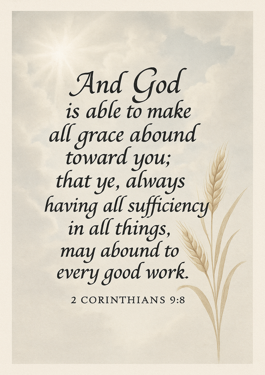 Bible Verse - Christian - 2 Corinthians 9:8 - And God is able - A3/A4 Poster