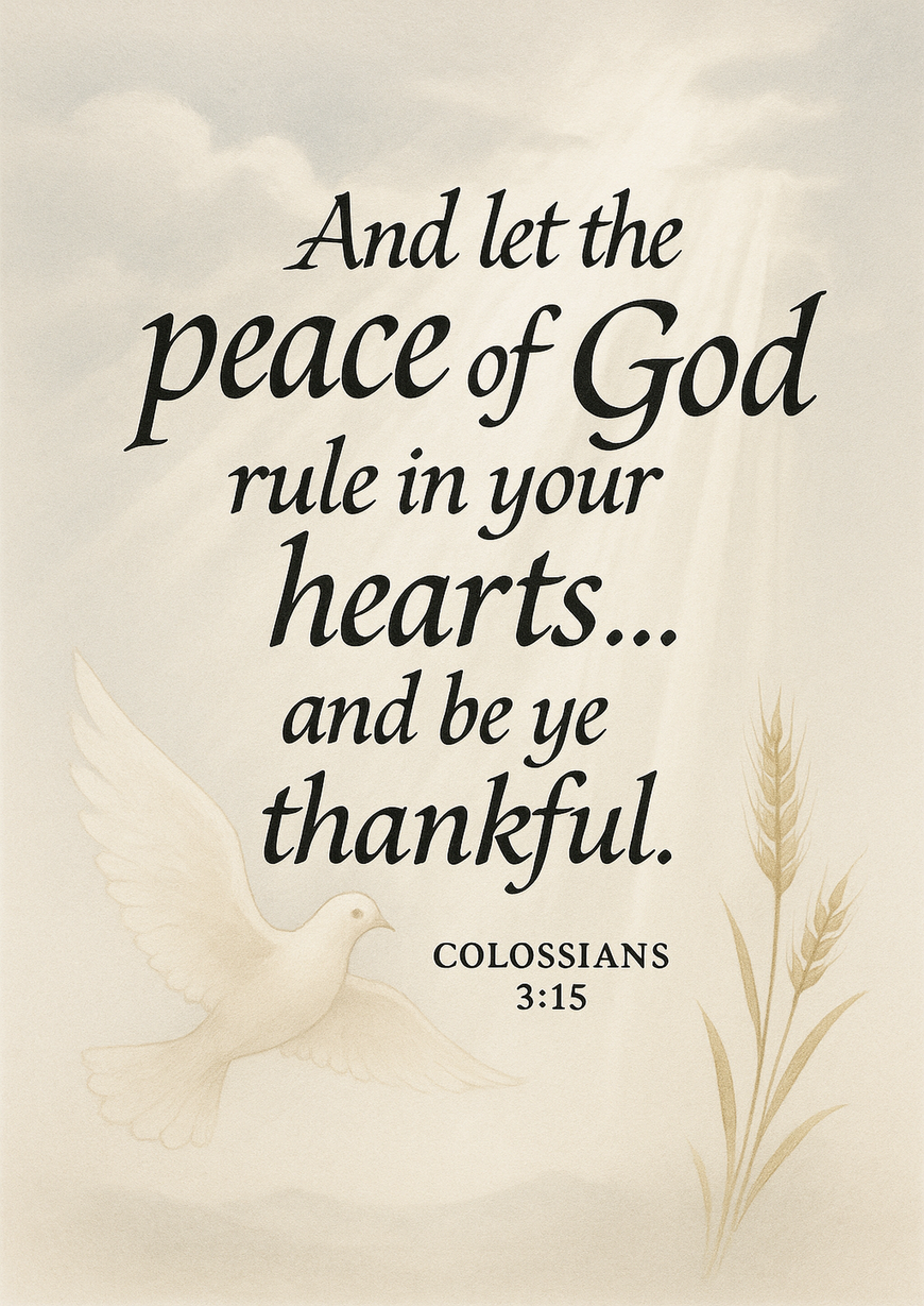 Bible Verse - Christian - Colossians 3:15 - And let the peace - A3/A4 Poster