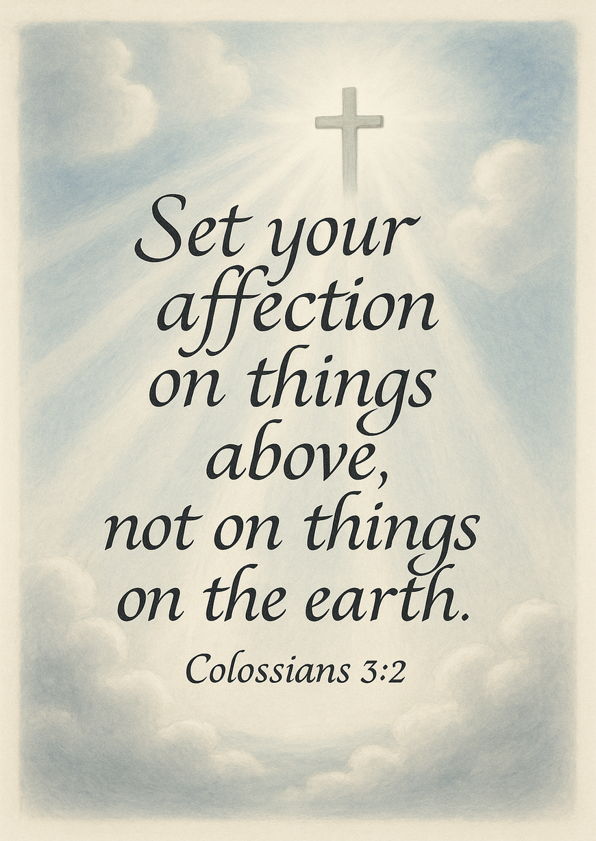 Bible Verse - Christian - Colossians 3:2 - Set your affection on - A3/A4 Poster