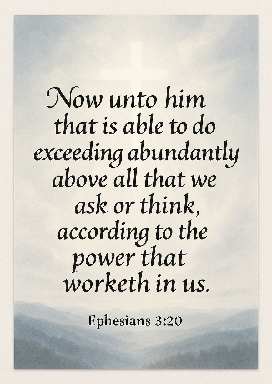Bible Verse - Christian - Ephesians 3:20 - Now unto him that - A3/A4 Poster