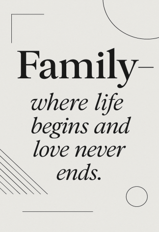 Elegant Home Quote Poster - Family where life begins - A3/A4 Wall Art Print