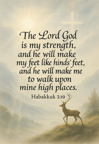 Bible Verse - Christian - Habakkuk 3:19 - The Lord God is - A3/A4 Poster