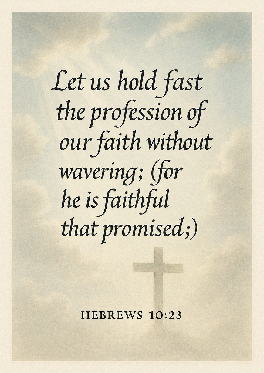 Bible Verse - Christian - Hebrews 10:23 - Let us hold fast - A3/A4 Poster