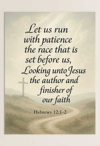 Bible Verse - Christian - Hebrews 12:1-2 - Let us run with - A3/A4 Poster
