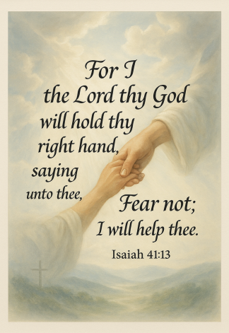 Bible Verse - Christian - Isaiah 41:13 - For I the Lord - A3/A4 Poster