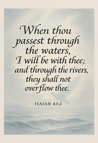 Bible Verse - Christian - Isaiah 43:2 - When thou passest through - A3/A4 Poster
