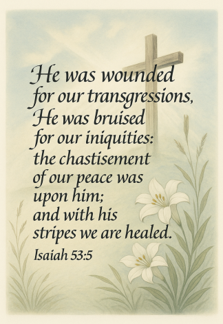 Bible Verse - Christian - Isaiah 53:5 - But he was wounded - A3/A4 Poster
