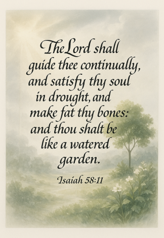 Bible Verse - Christian - Isaiah 58:11 - The Lord shall guide - A3/A4 Poster