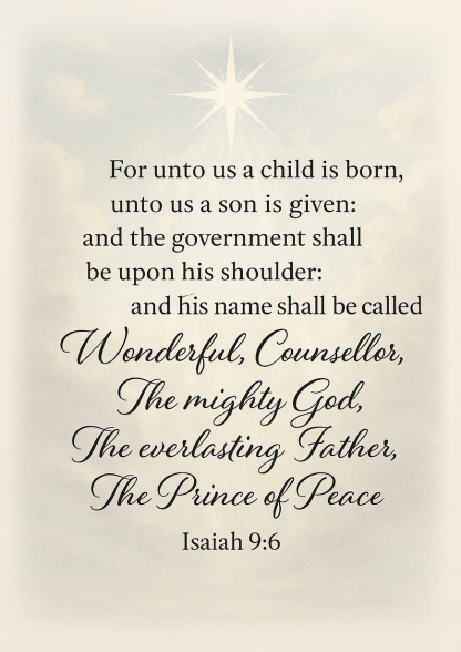 Bible Verse – Christian – Isaiah 9:6 – For unto us a – A3/A4 Poster ...