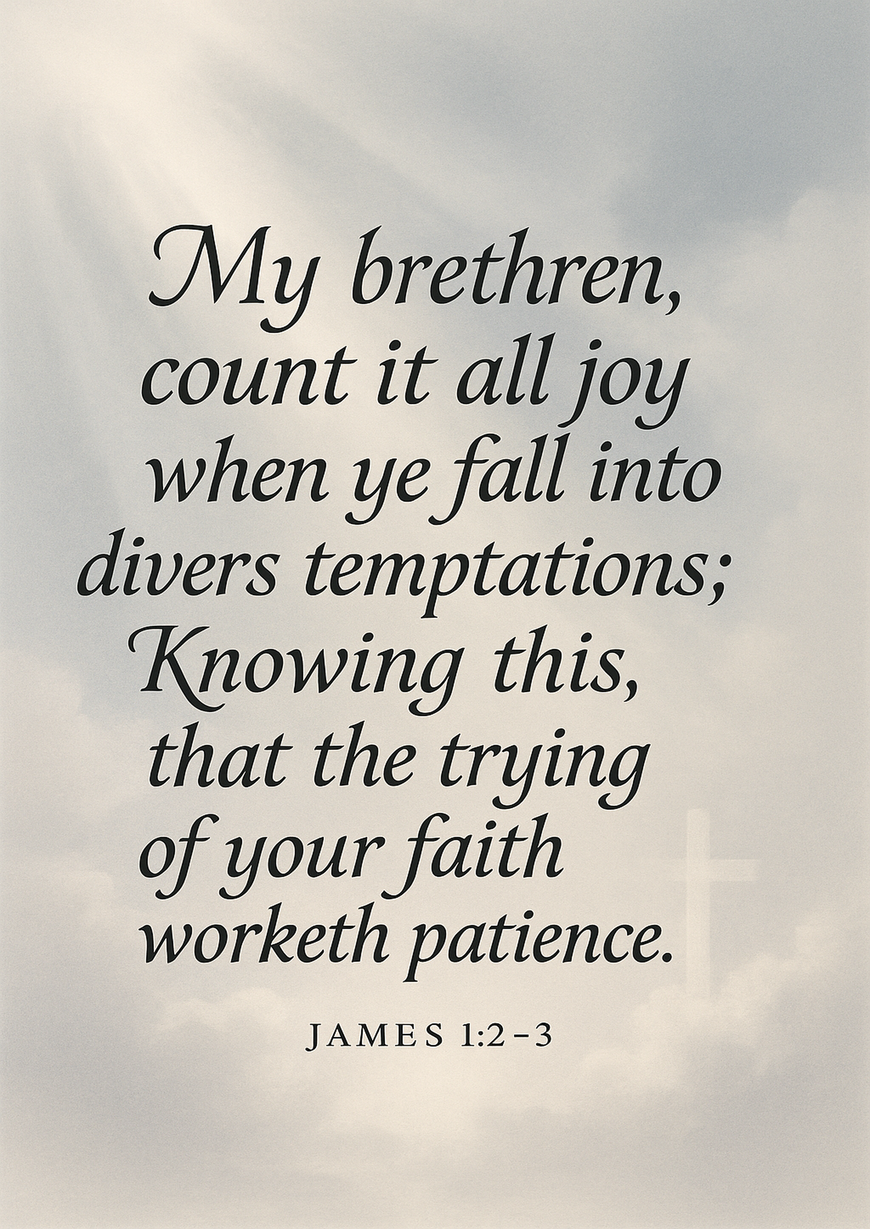 Bible Verse - Christian - James 1:2-3 - My brethren count it - A3/A4 Poster