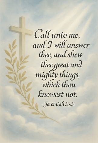 Bible Verse - Christian - Jeremiah 33:3 - Call unto me and - A3/A4 Poster