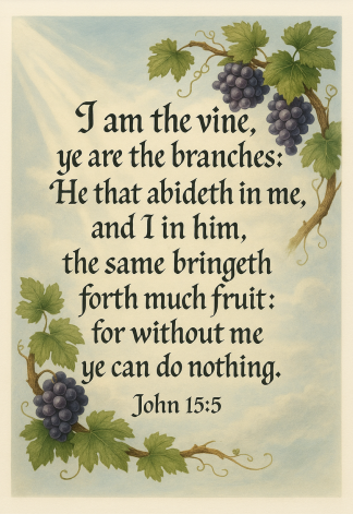 Bible Verse - Christian - John 15:5 - I am the vine - A3/A4 Poster