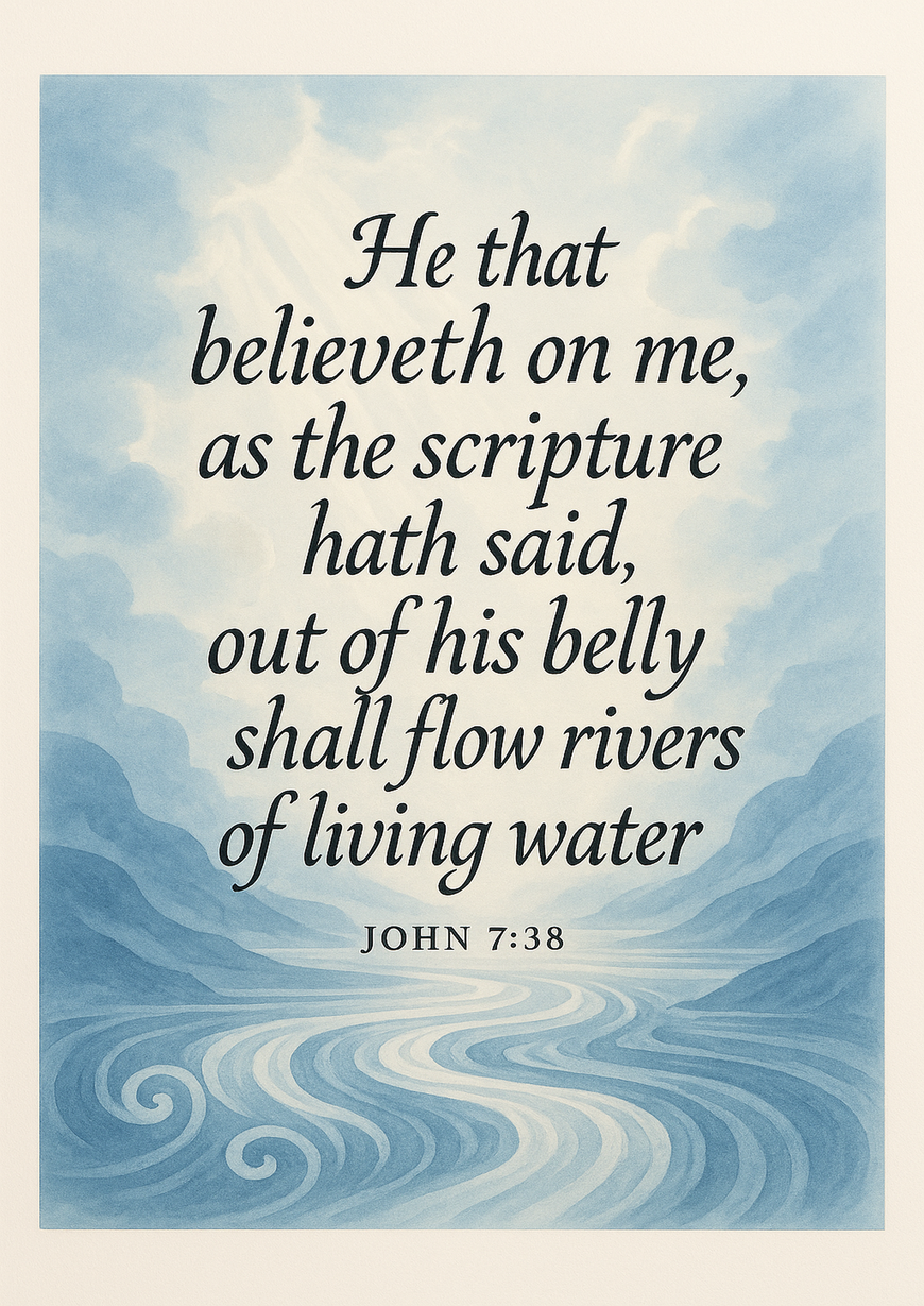 Bible Verse - Christian - John 7:38 - He that believeth on - A3/A4 Poster
