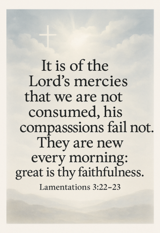 Bible Verse - Christian - Lamentations 3:22-23 - It is of the - A3/A4 Poster