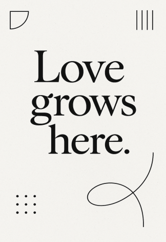 Elegant Home Quote Poster - Love grows here - A3/A4 Wall Art Print