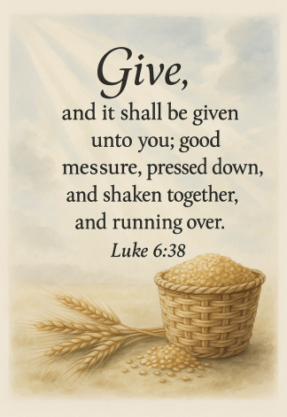Bible Verse - Christian - Luke 6:38 - Give and it shall - A3/A4 Poster