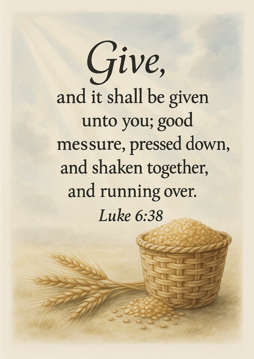 Bible Verse - Christian - Luke 6:38 - Give and it shall - A3/A4 Poster